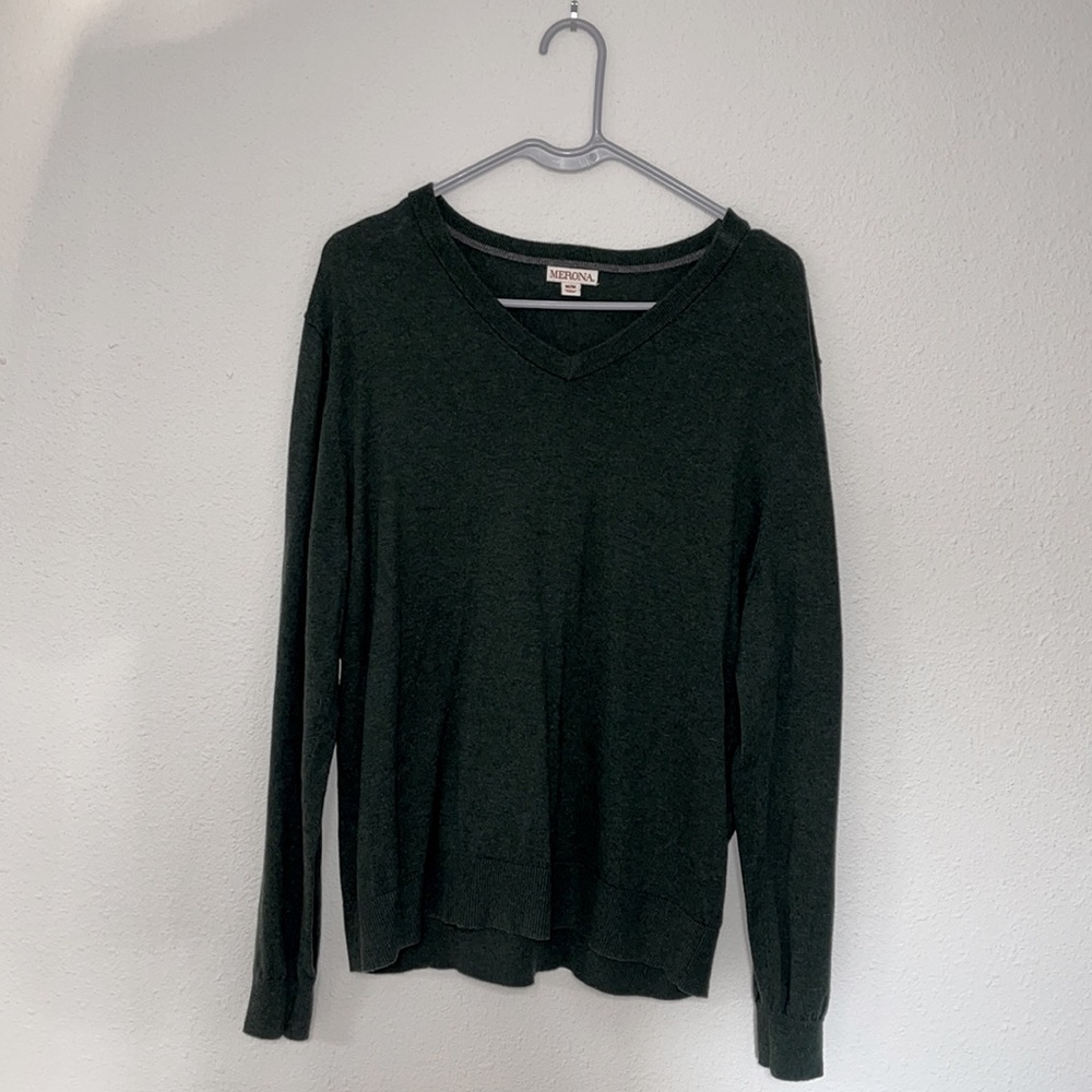 Men’s Dark Green Merona V-Neck Sweater - M